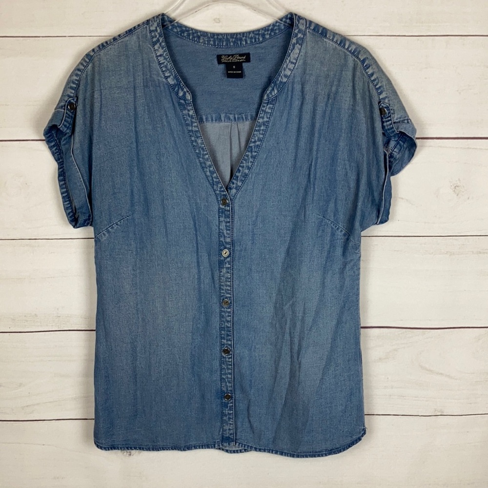 Lucky Brand Chambray Top Denim Blue S